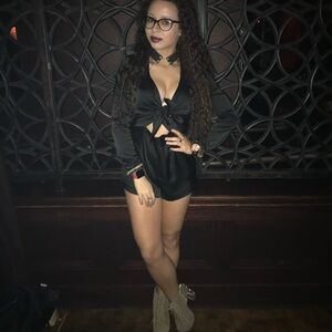 Chic Satin Black Tie-Front Romper